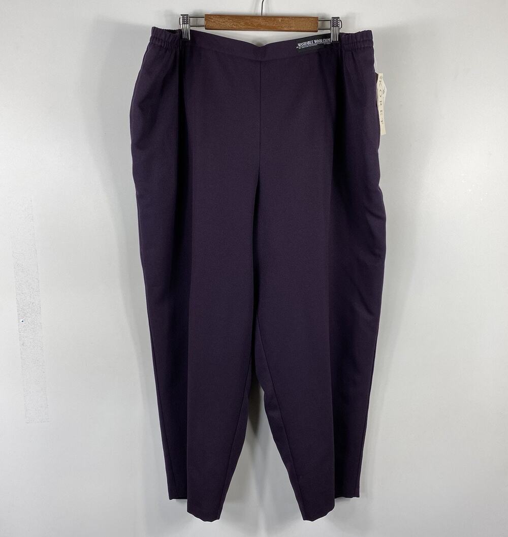 Koret Pants 26 Purple Washable Wool Crepe Avalon Pull On Vintage